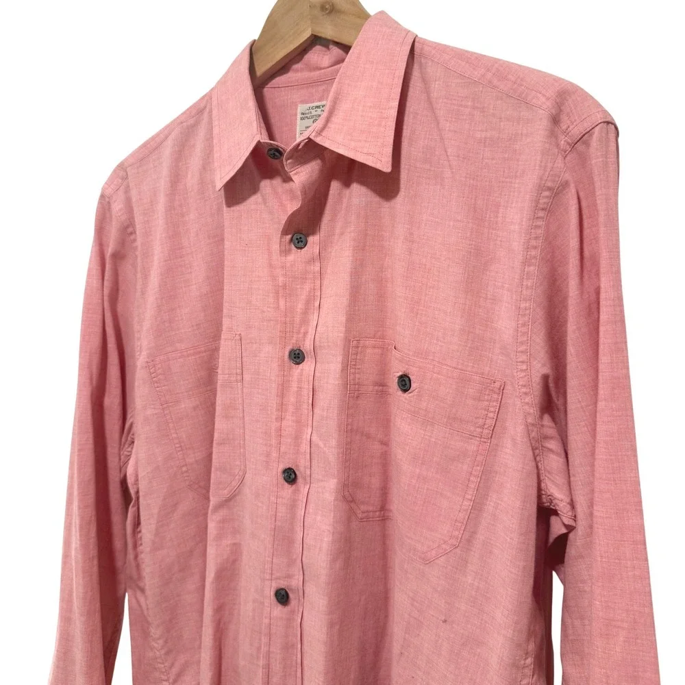J. Crew Workshirt Mens Medium Pink Excellent Long Sleeve Cotton Button Down